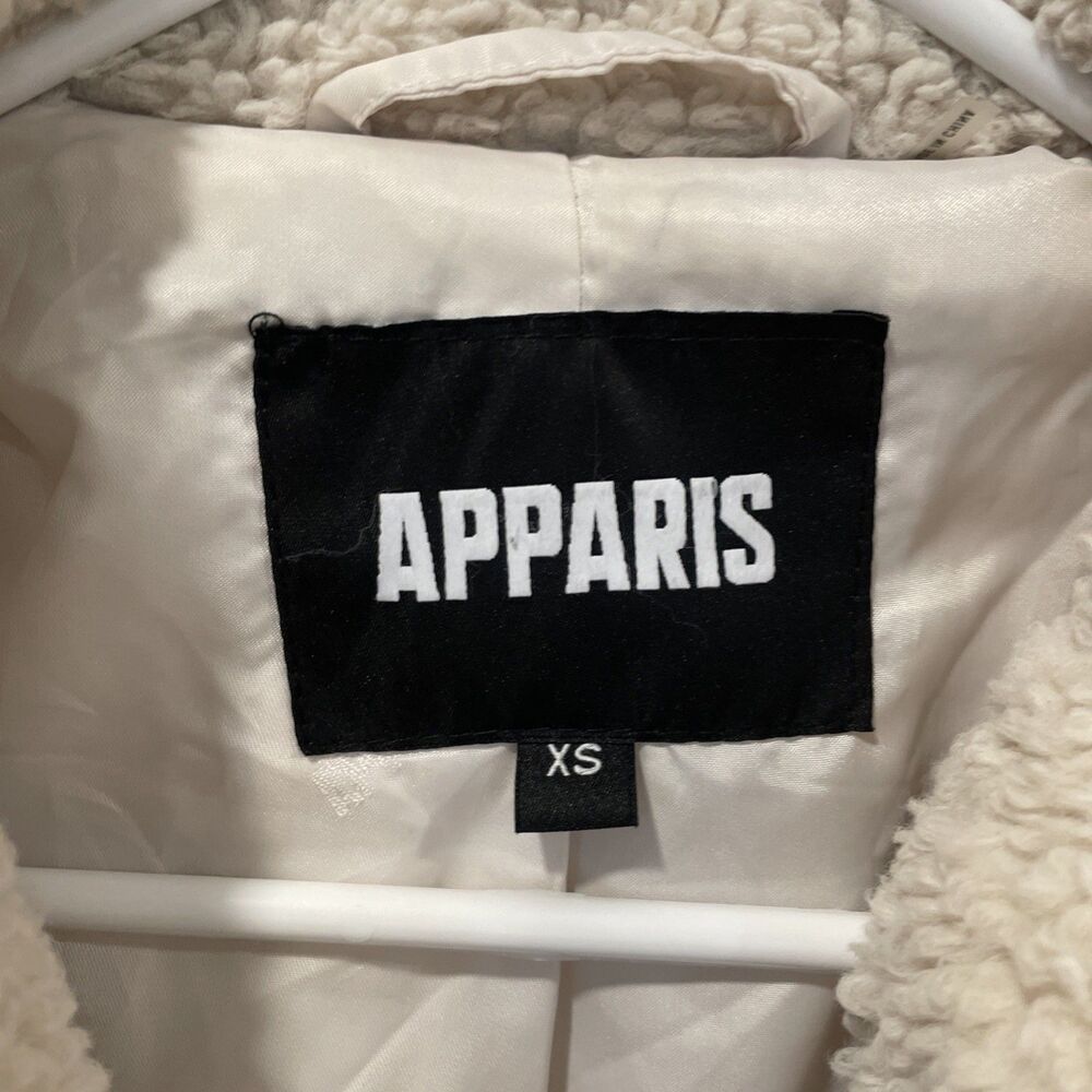 Apparis Anoushka Faux Fur Double-Breasted Long Teddy Coat XS Small Beige Cream - Picture 2 of 9